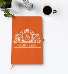 Kişiye Özel İsimli Turuncu Termo Deri Defter Model 13