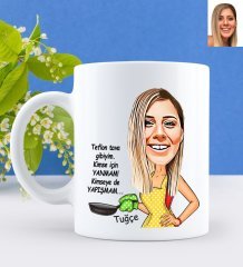 Kişiye Özel Kimse İçin Yanmam Karikatürlü Beyaz Kupa Bardak-1