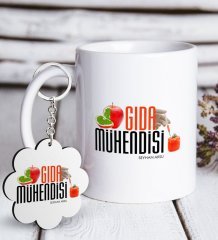 Kişiye Özel Mesleki Gıda Mühendisi Beyaz Kupa ve Anahtarlık Hediye Seti-1