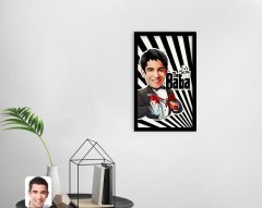 Kişiye Özel Godfather Baba Karikatürlü Dekoratif Ahşap Siyah Çerçeveli Tablo-6