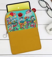 BK Gift Modern Soyut Tasarımlı Taşınabilir Koruyucu Tablet Kılıfı & Organizer Çanta - Sarı-9