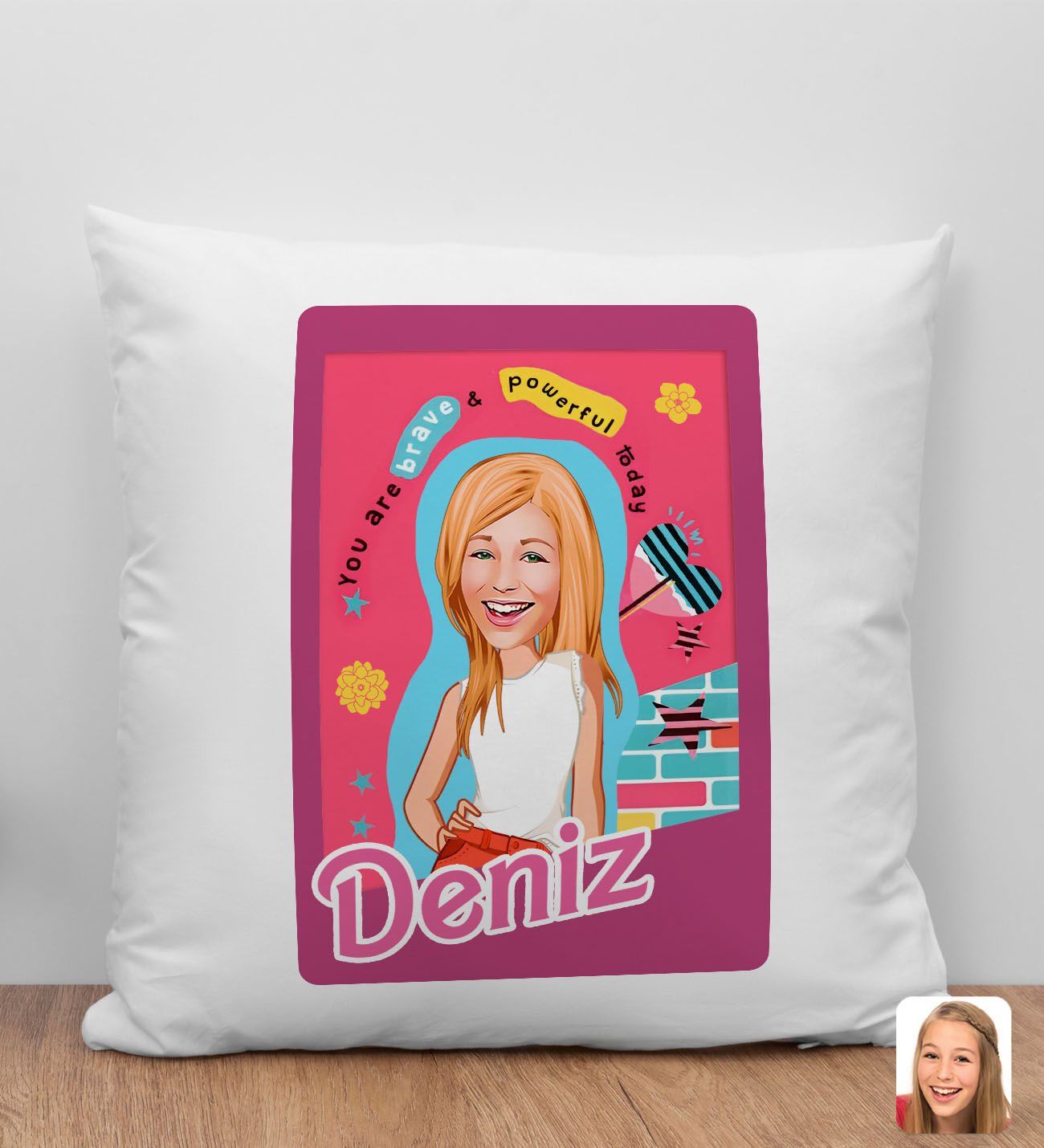 Bk Gift Kişiye Özel Barbie Karikatürlü Beyaz Yastık-4, Barbie Filmi, Barbie Hediyelik Eşya, Arkadaşa Hediye