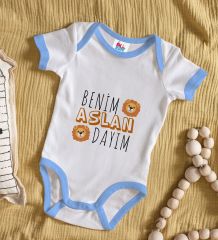BK Kids Aslan Dayım Tasarımlı Mavi Bebek Body Zıbın-1
