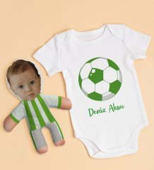 BK Kids Kişiye Özel Fotoğraflı Bebek Yastık ve Bebek Body Zıbın Hediye Seti - Model 1.5
