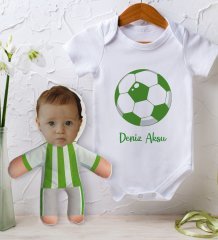 BK Kids Kişiye Özel Fotoğraflı Bebek Yastık ve Bebek Body Zıbın Hediye Seti - Model 1.5