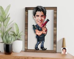 BK Gift Kişiye Özel Erkek Kuaför Karikatürlü 3D Ahşap Tablo, Sevgiliye Hediye, Arkadaşa Hediye, Yıl Dönümü Hediyesi, Doğum Günü Hediyesi-1