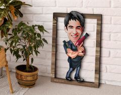 BK Gift Kişiye Özel Erkek Kuaför Karikatürlü 3D Ahşap Tablo, Sevgiliye Hediye, Arkadaşa Hediye, Yıl Dönümü Hediyesi, Doğum Günü Hediyesi-1