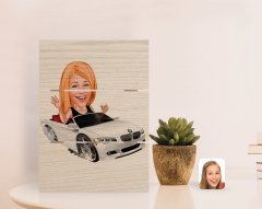 Kişiye Özel Kadın Patron Karikatürlü Otantik Masaüstü Ahşap Palet Çerçeve-3