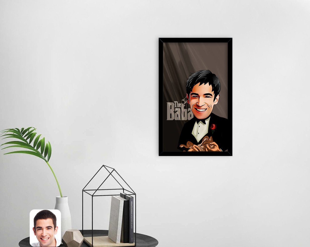 Kişiye Özel Godfather Baba Karikatürlü Dekoratif Ahşap Siyah Çerçeveli Tablo-5