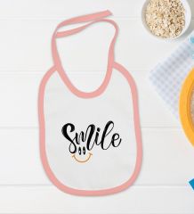 BK Kids Smile Tasarımlı Pembe Bebek Body Zıbın ve Mama Önlüğü Hediye Seti-1