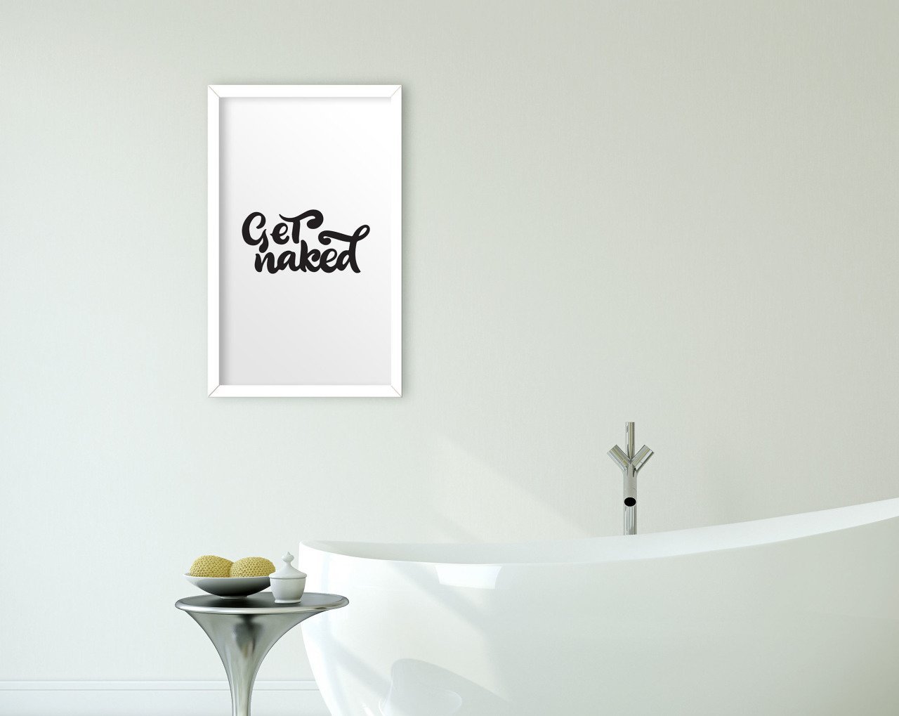 BK Home Banyo Dekoratif Ahşap Beyaz Çerçeveli Tablo-23