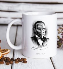 Kişiye Özel Atatürk Temalı Beyaz Kupa Bardak-14