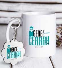 Kişiye Özel Mesleki Genel Cerrah Beyaz Kupa ve Anahtarlık Hediye Seti-2
