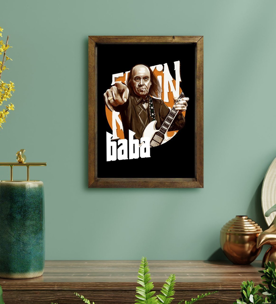 BK Home Erkin Baba Tasarımlı Doğal Masif Ahşap Çerçeveli Tablo-1