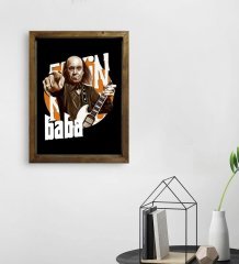 BK Home Erkin Baba Tasarımlı Doğal Masif Ahşap Çerçeveli Tablo-1