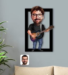Kişiye Özel Baba Karikatürlü 3D Ahşap Tablo-4