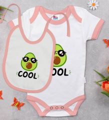 BK Kids Cool Tasarımlı Pembe Bebek Body Zıbın ve Mama Önlüğü Hediye Seti-1