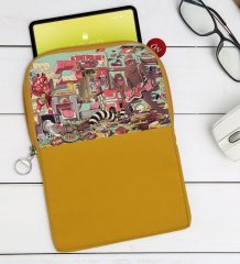 BK Gift Modern Soyut Tasarımlı Taşınabilir Koruyucu Tablet Kılıfı & Organizer Çanta - Sarı-7