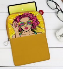 BK Gift Pop Art Tasarımlı Taşınabilir Koruyucu Tablet Kılıfı & Organizer Çanta - Sarı-7