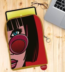 BK Gift Pop Art Tasarımlı Taşınabilir Koruyucu Tablet Kılıfı & Organizer Çanta - Sarı-7