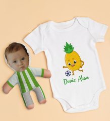 BK Kids Kişiye Özel Fotoğraflı Bebek Yastık ve Bebek Body Zıbın Hediye Seti - Model 1.3