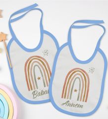 BK Kids Annem ve Babam Tasarımlı 2’li Mavi Mama Önlüğü-1