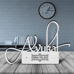 Kişiye Özel Mesleki Avukat Ahşap Masa İsimliği - D1