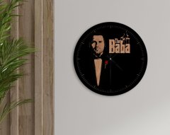 Kişiye Özel Godfather Baba Silüet Tasarımlı 45cm Ahşap Duvar Saati-5