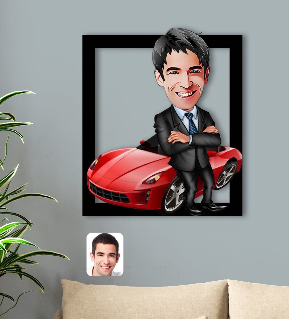 Kişiye Özel Baba Karikatürlü 3D Ahşap Tablo-3