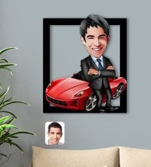 Kişiye Özel Baba Karikatürlü 3D Ahşap Tablo-3