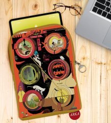 BK Gift Modern Soyut Tasarımlı Taşınabilir Koruyucu Tablet Kılıfı & Organizer Çanta - Sarı-6