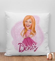 Bk Gift Kişiye Özel Barbie Karikatürlü Beyaz Yastık-1, Barbie Filmi, Barbie Hediyelik Eşya, Arkadaşa Hediye