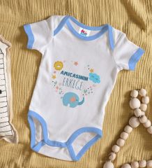 BK Kids Amcasının Erkeğe Tasarımlı Mavi Bebek Body Zıbın-1