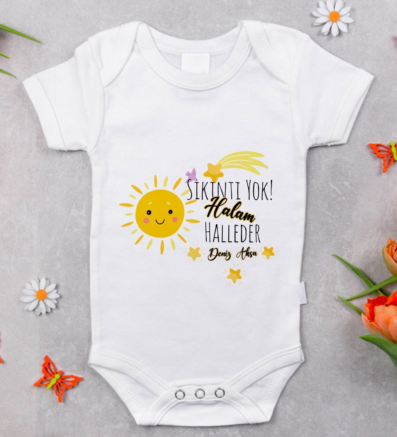 BK Kids İsimli Sıkıntı Yok Halam Halleder Tasarımlı Bebek Body Zıbın - Model 1