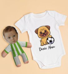 BK Kids Kişiye Özel Fotoğraflı Bebek Yastık ve Bebek Body Zıbın Hediye Seti - Model 1.2