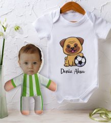 BK Kids Kişiye Özel Fotoğraflı Bebek Yastık ve Bebek Body Zıbın Hediye Seti - Model 1.2