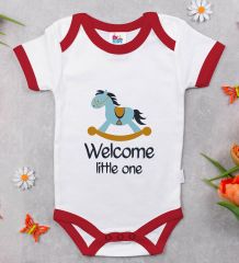 BK Kids Welcome Little One Tasarımlı Kırmızı Bebek Body Zıbın-1
