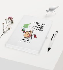 Kişiye Özel Fen Bilimleri Öğretmeni Temalı Beyaz Defter Kalem Hediye Seti - 5