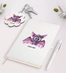 Kişiye Özel Hostes Beyaz Defter Kalem ve Anahtarlık Hediye Seti-3