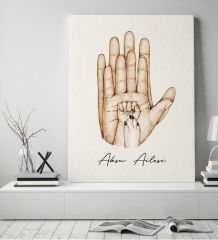 BK Gift Kişiye Özel El Ele Tutuşan Aile Tasarımlı Renkli Kanvas Tablo-4 50x70, Anneye Hediye, Aile Hediyesi
