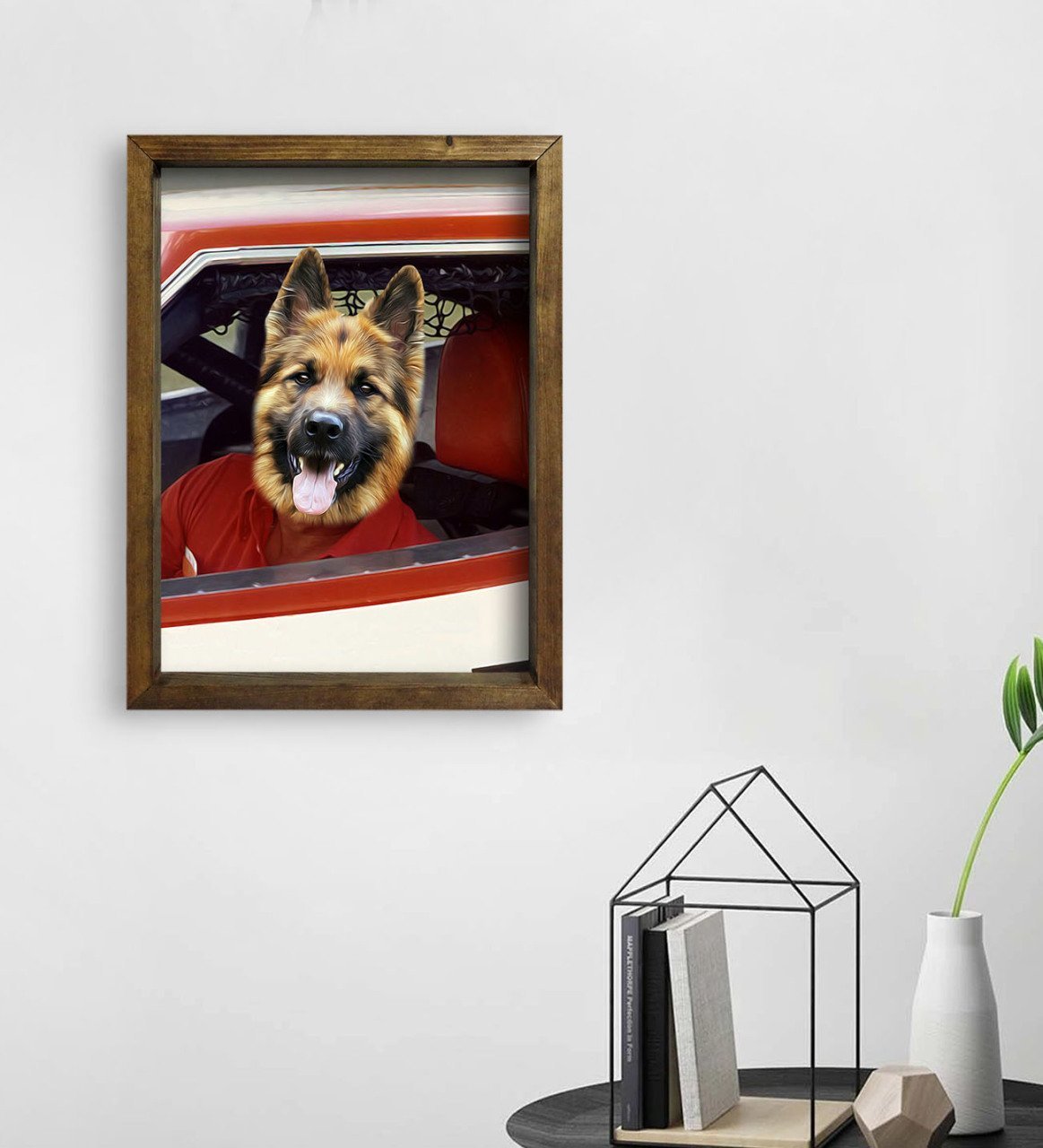 Evcil Dostlara Özel Nascar Pilot Tasarımlı Portre Doğal Masif Ahşap Çerçeveli Tablo 45x65cm-2