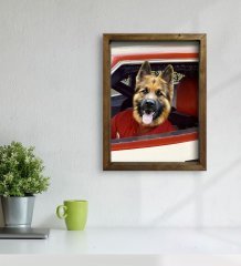 Evcil Dostlara Özel Nascar Pilot Tasarımlı Portre Doğal Masif Ahşap Çerçeveli Tablo 45x65cm-2