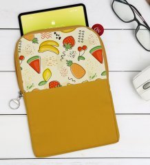 BK Gift Meyveler Tasarımlı Taşınabilir Koruyucu Tablet Kılıfı & Organizer Çanta - Sarı-2