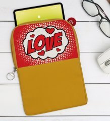 BK Gift Pop Art Tasarımlı Taşınabilir Koruyucu Tablet Kılıfı & Organizer Çanta - Sarı-5
