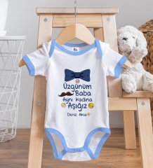 BK Kids Kişiye Özel Mavi Bebek Body Zıbın - Model 36