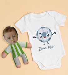 BK Kids Kişiye Özel Fotoğraflı Bebek Yastık ve Bebek Body Zıbın Hediye Seti - Model 1.1