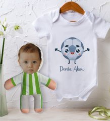BK Kids Kişiye Özel Fotoğraflı Bebek Yastık ve Bebek Body Zıbın Hediye Seti - Model 1.1