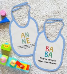 BK Kids Anne ve Baba Tasarımlı 2’li Mavi Mama Önlüğü-4