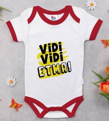 BK Kids Vidi Vidi Etma Tasarımlı Kırmızı Bebek Body Zıbın-1