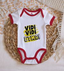 BK Kids Vidi Vidi Etma Tasarımlı Kırmızı Bebek Body Zıbın-1